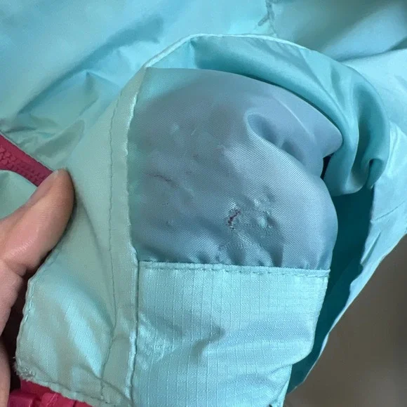 Eddie Bauer Kids Girls Windbreaker Jacket Pink Teal Hooded Large‎ L 14/16 - Picture 4 of 6